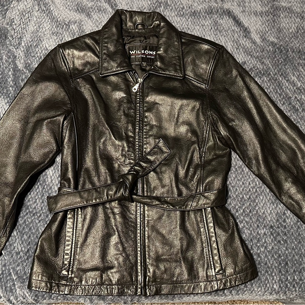 Black leather coat